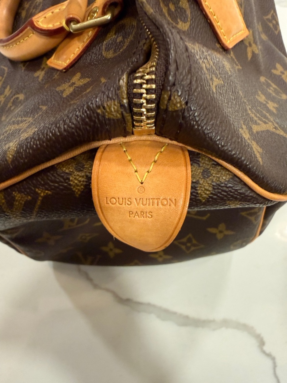 Louis Vuitton Brown Monogram Satchel with Tan Leather Handles - Picture 9 of 16